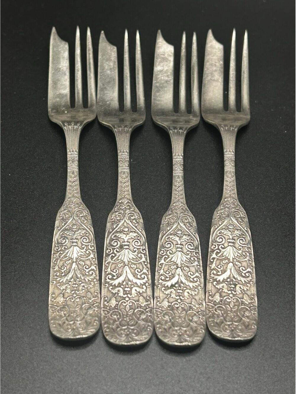 Rare- Vintage Set Of 4 Pairpoint Mfg Forks Victorian Era